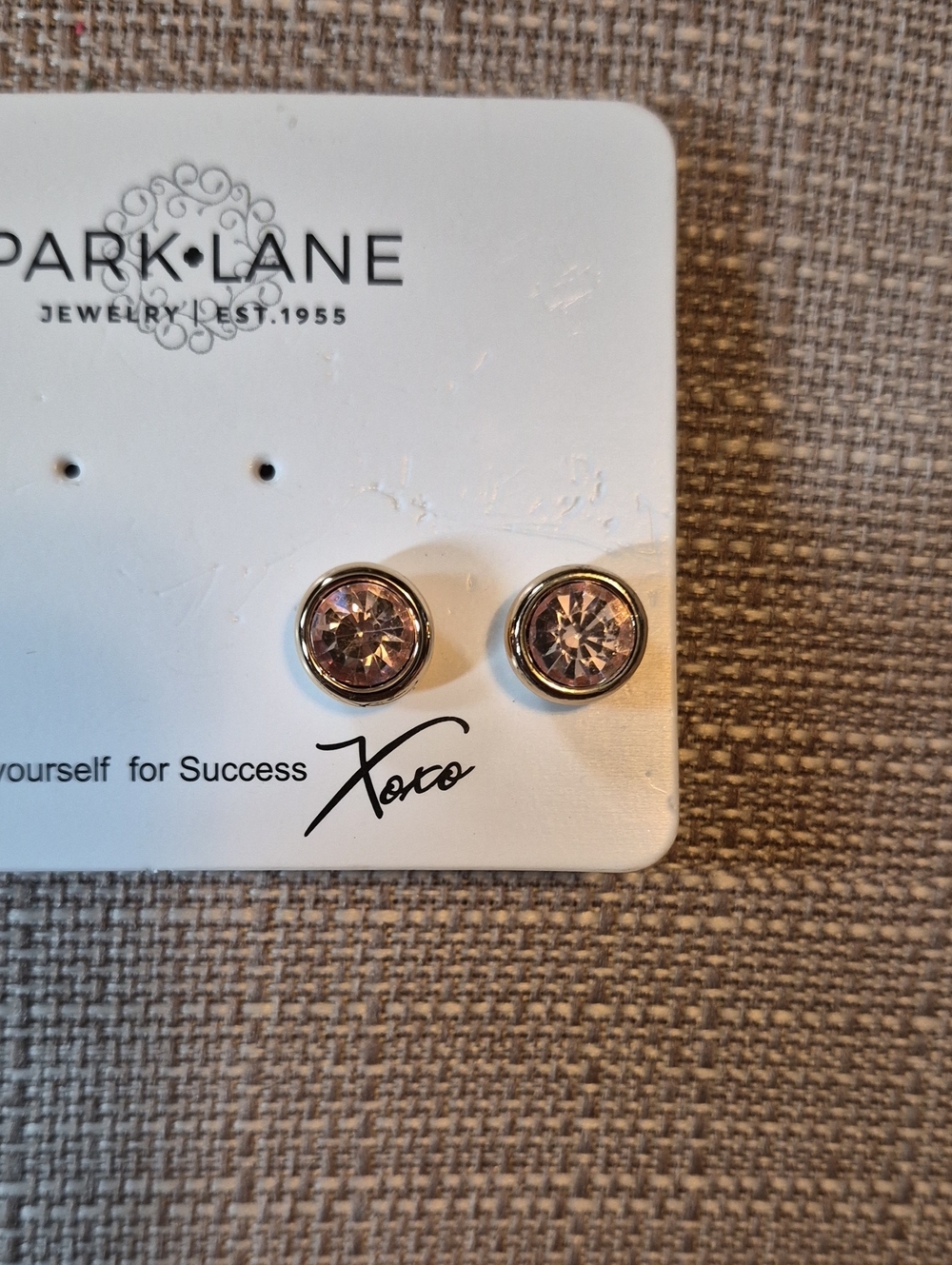 Park Lane Blush Crystal Bezel Stud Earrings